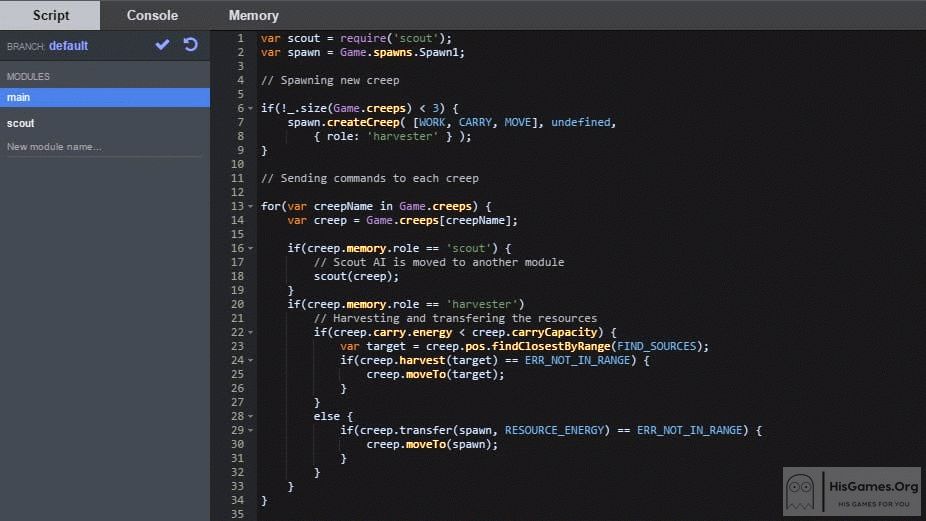 screeps spawn creep code