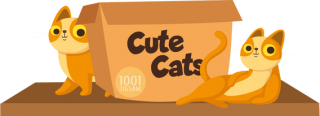 1001 jigsaw puzzles.  Cute cat logo
