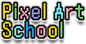 Pixel art school logo