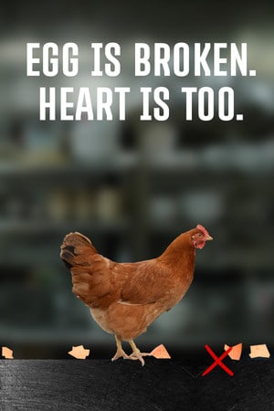 egg is broken. heart is too. Poster
